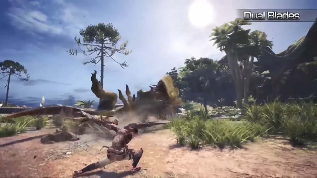 dual blades vs monster in monster hunter world