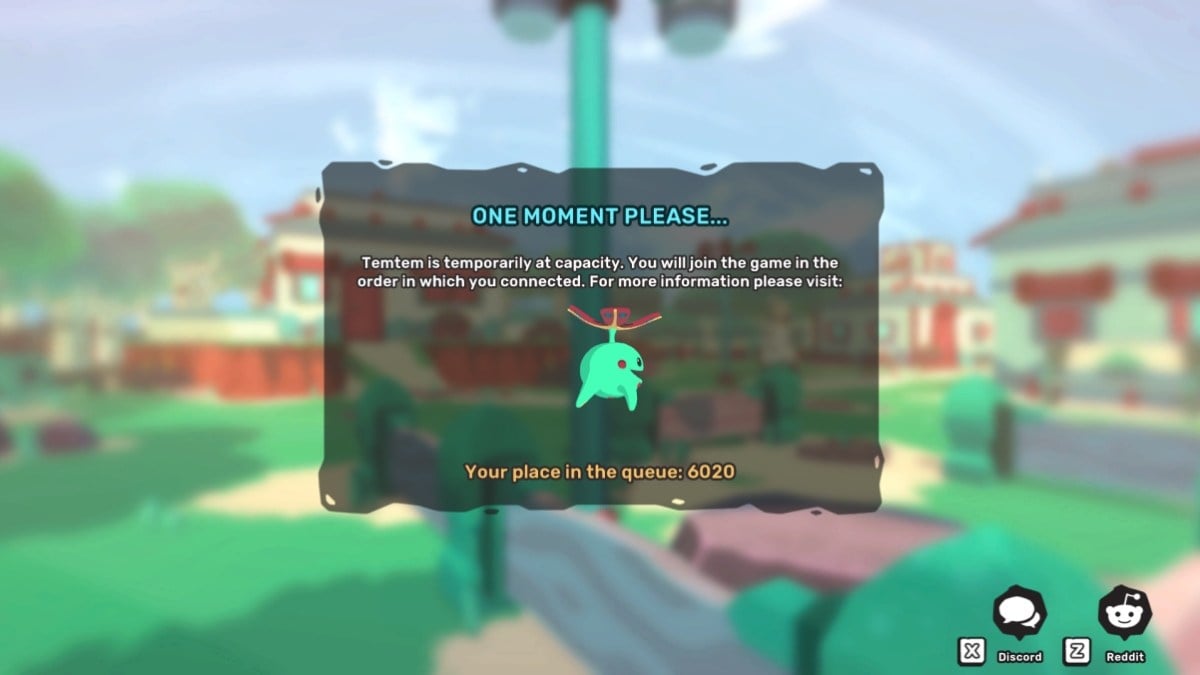 A picture of the Temtem server queue screen