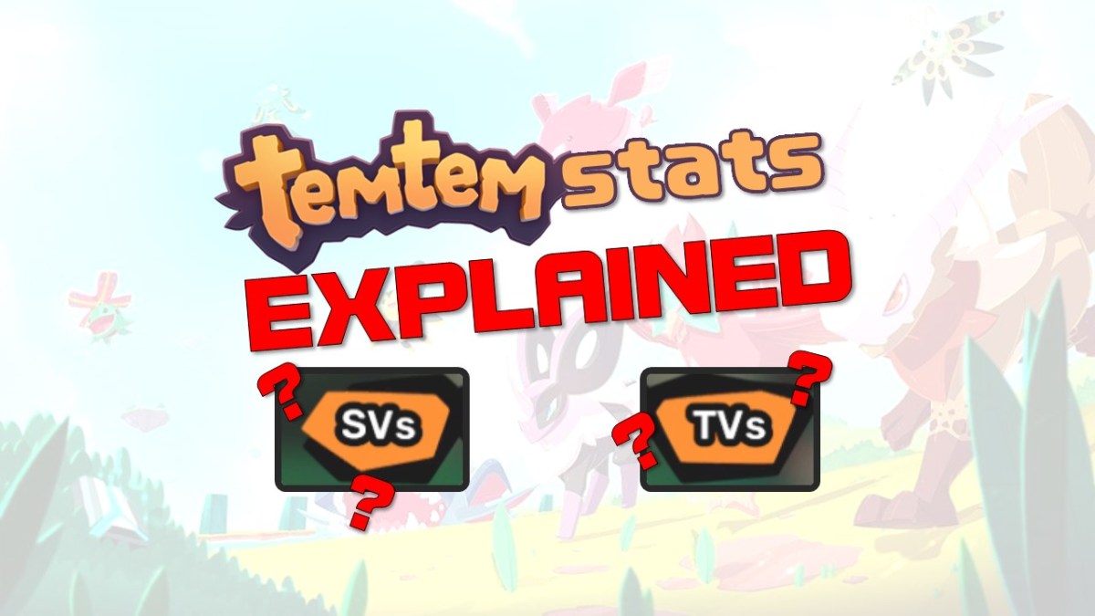 An image stating that SVs and TVs in Temtem will be explained