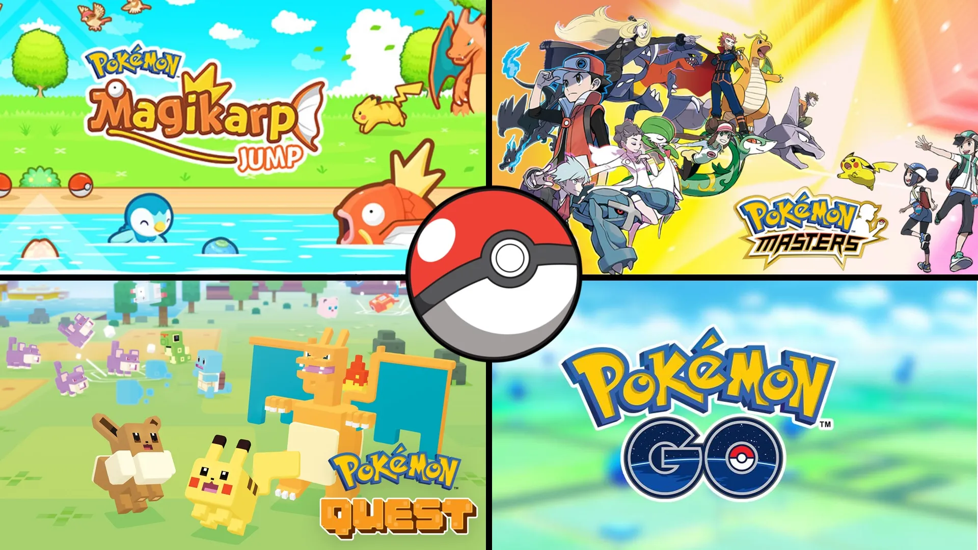 Pokemon mobile games: Magikarp Jump, Pokemon Masters, Quest and GO