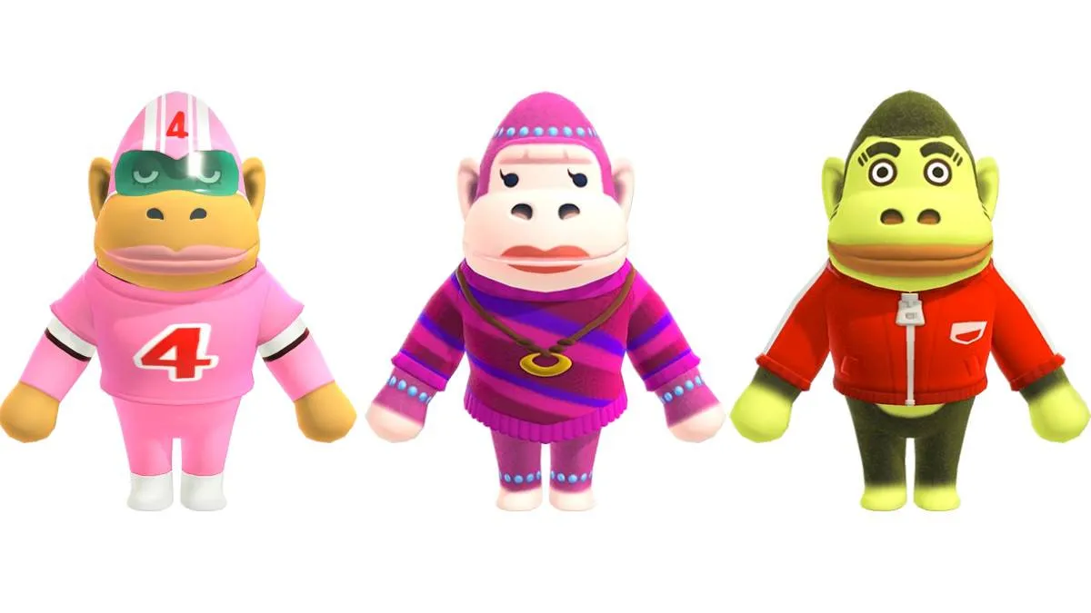 Rocket, Violet, and Al in Animal Crossing: New Horizons