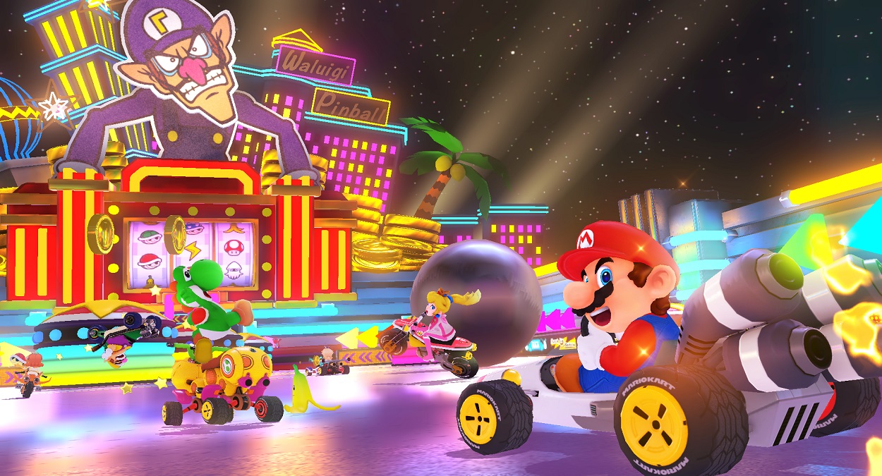 Mario racing in Waluigi Pinball map