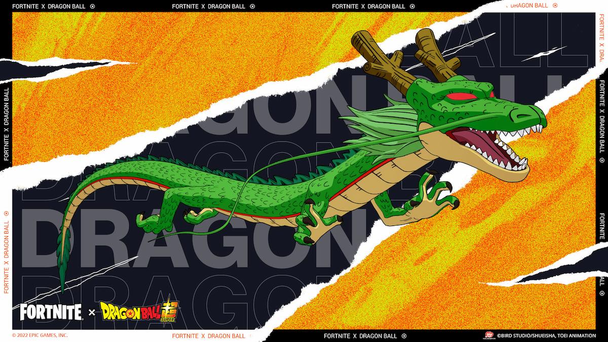 Shenron, a green dragon, in Fortnite