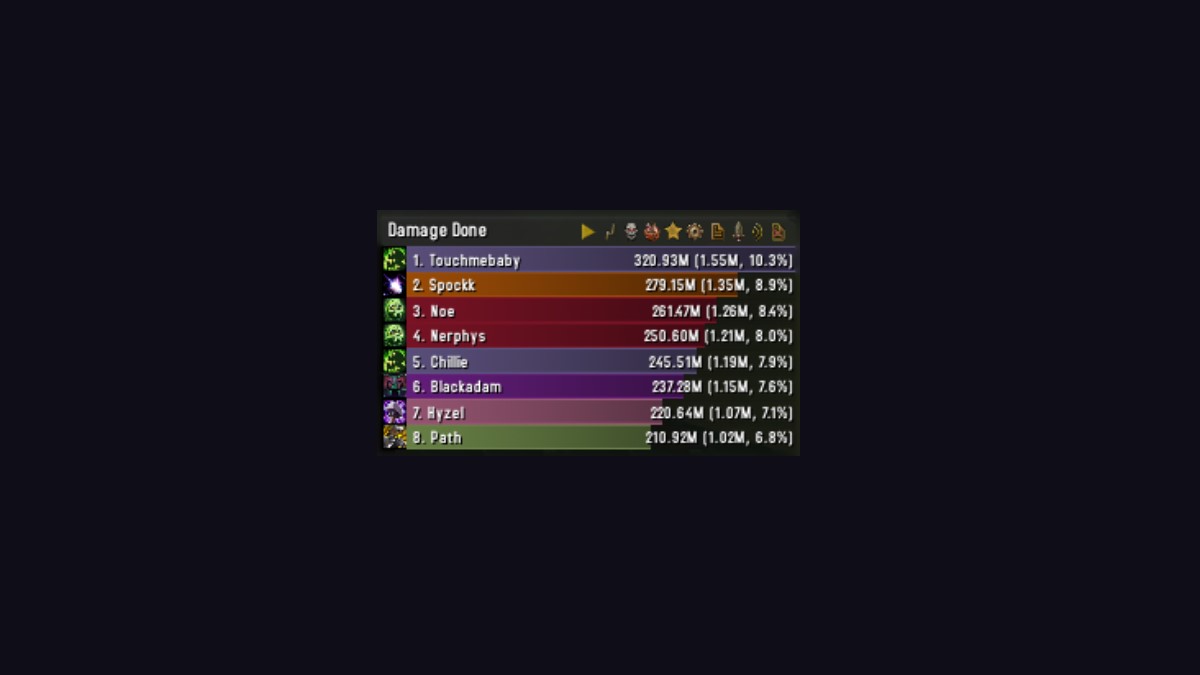 Details Damage Meters screen