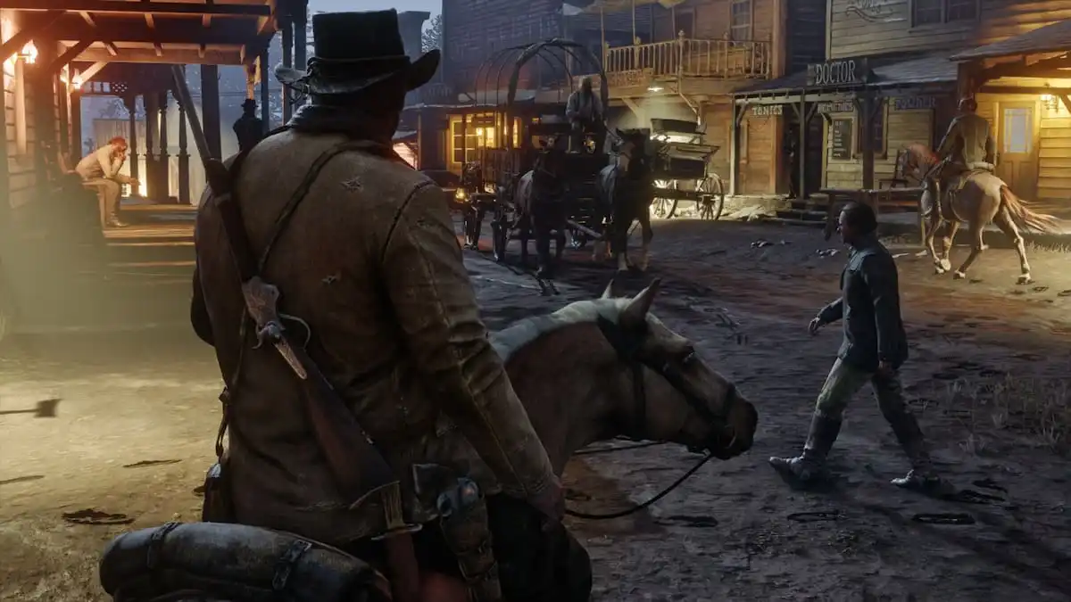 Arthur riding his horse in Red Dead Redemption 2