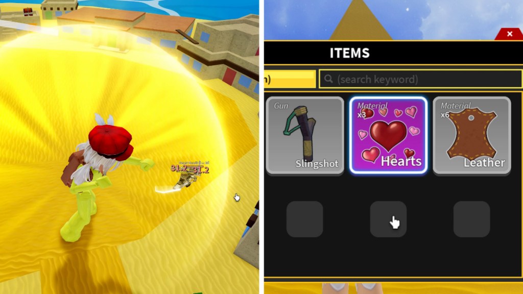 Farming Hearts from Fighting Enemies in Roblox Blox Fruits