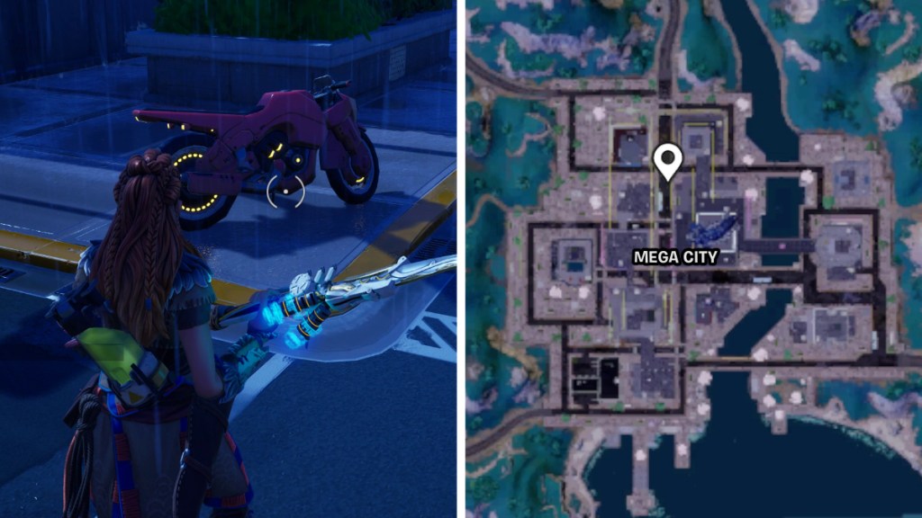 Find a Rogue Bike in Mega City Fortnite Chapter 4 Season 2