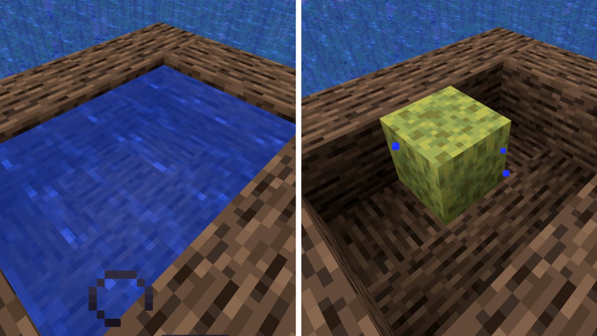 Using a sponge in Minecraft