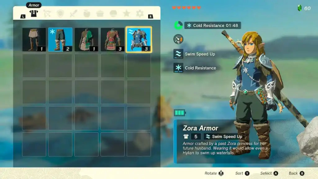 Zora Armor stats Tears of the Kingdom