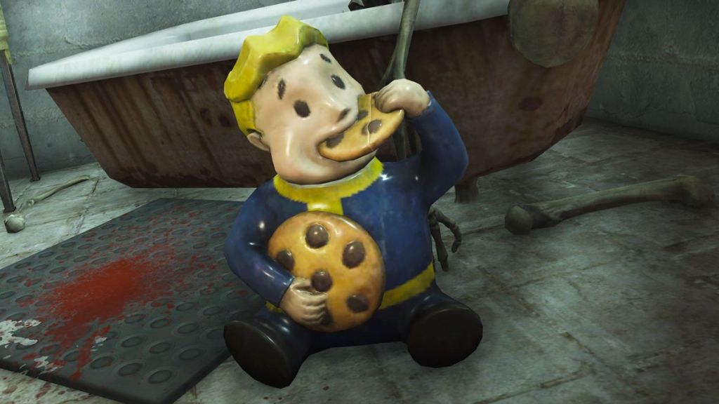 vault boy eating cookies fallout 76