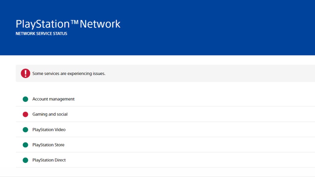 PlayStation's official server status page. 