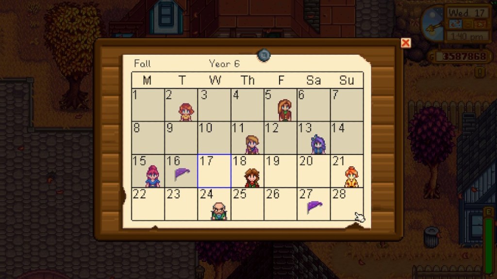 Stardew Valley Calendar