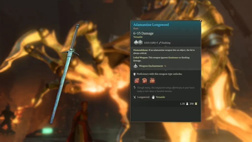 Adamantine Longsword stats bg3