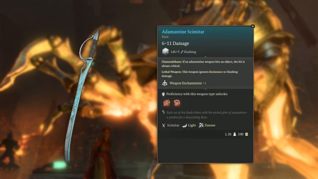 Adamantine Scimitar stats bg3