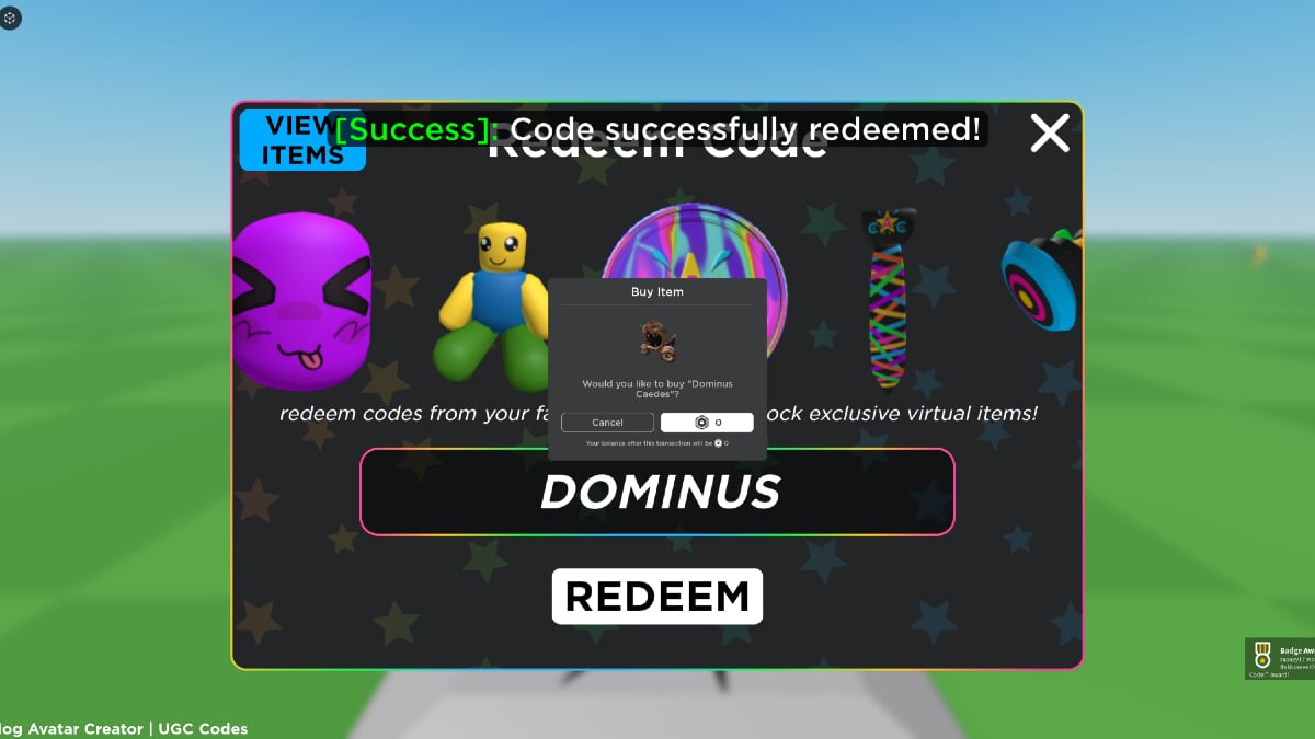 UGC Limited Code Creation Redeem Screen