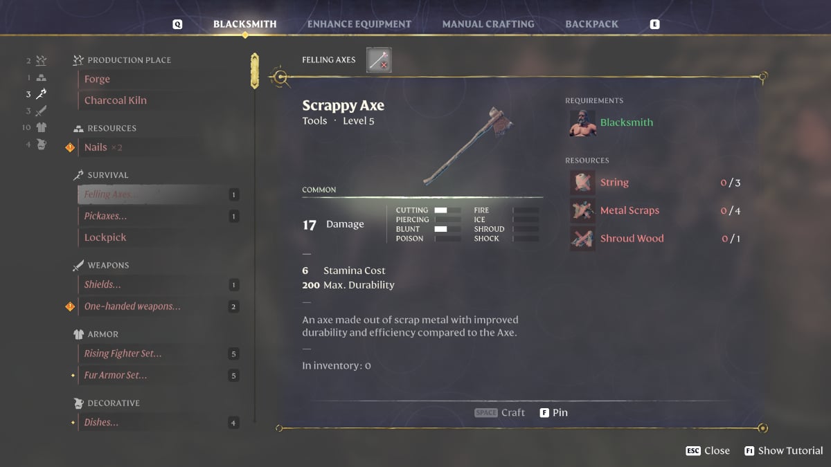 Enshrouded Scrappy Axe