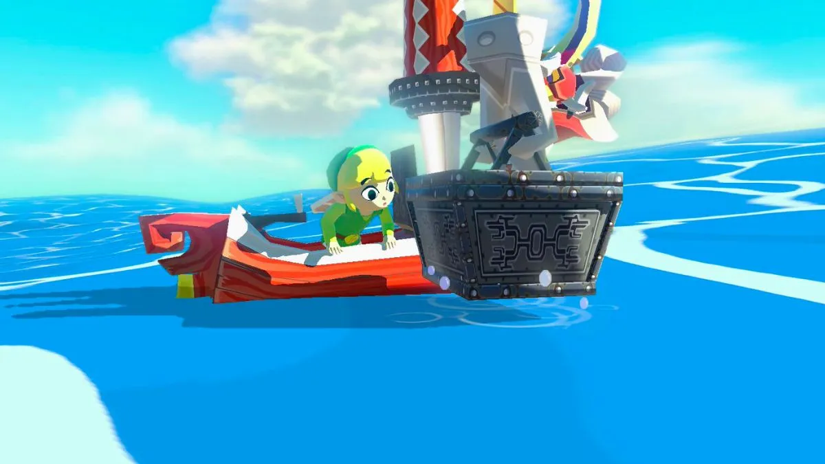 link looking at treasure in the legend of zelda the wind waker hd