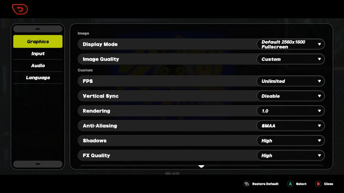 Zenless Zone Zero graphics setting options