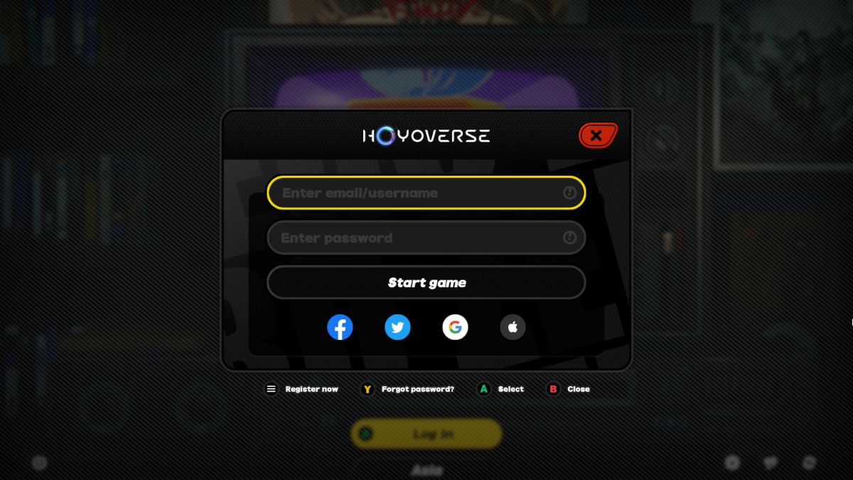 HoYoverse Login and Sign up Screen In Zenless Zone Zero