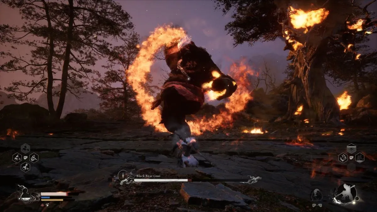 Black Myth Wukong - Black Bear Guai fire fist attack