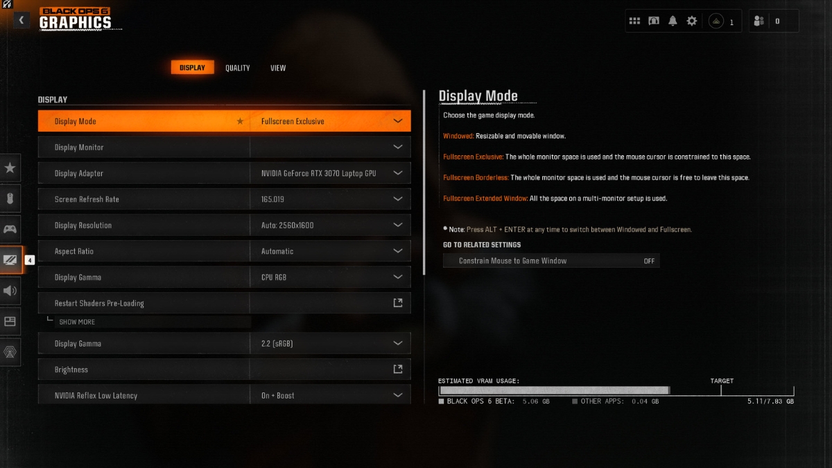 Call of Duty Black Ops 6 best display settings on PC