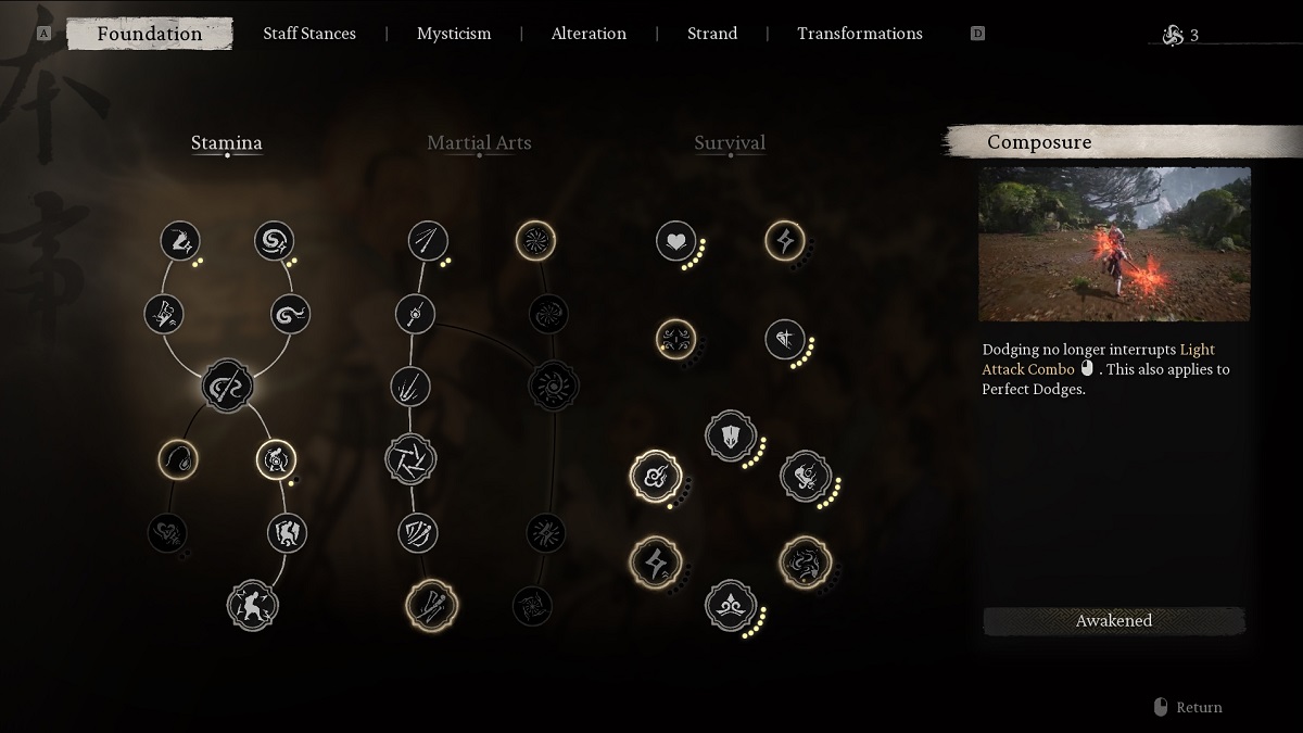 Black Myth Wukong - Composure Stamina Foundation skill