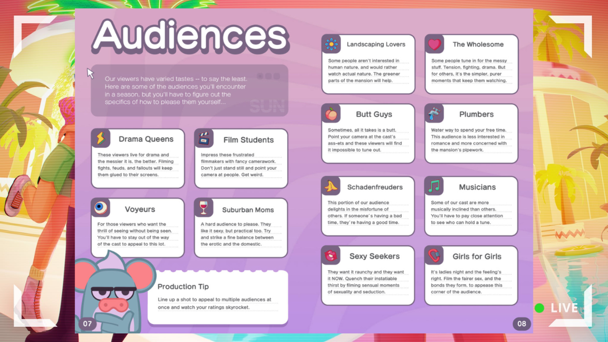 Audience types in Crush House