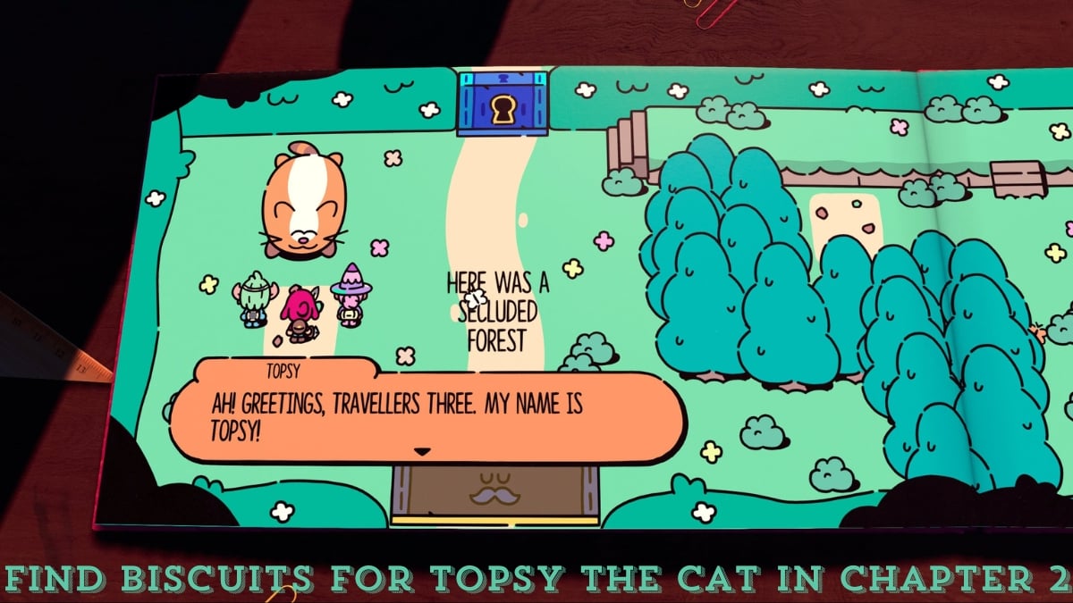 How to find biscuits for Topsy the Cat in Chapter 2