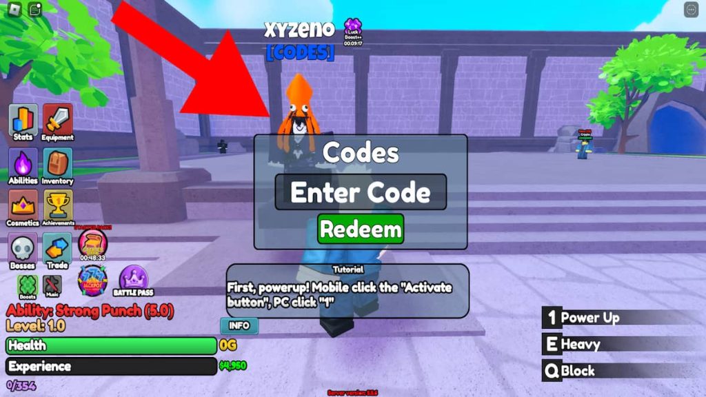 How to redeem codes in Ultra Unfair.